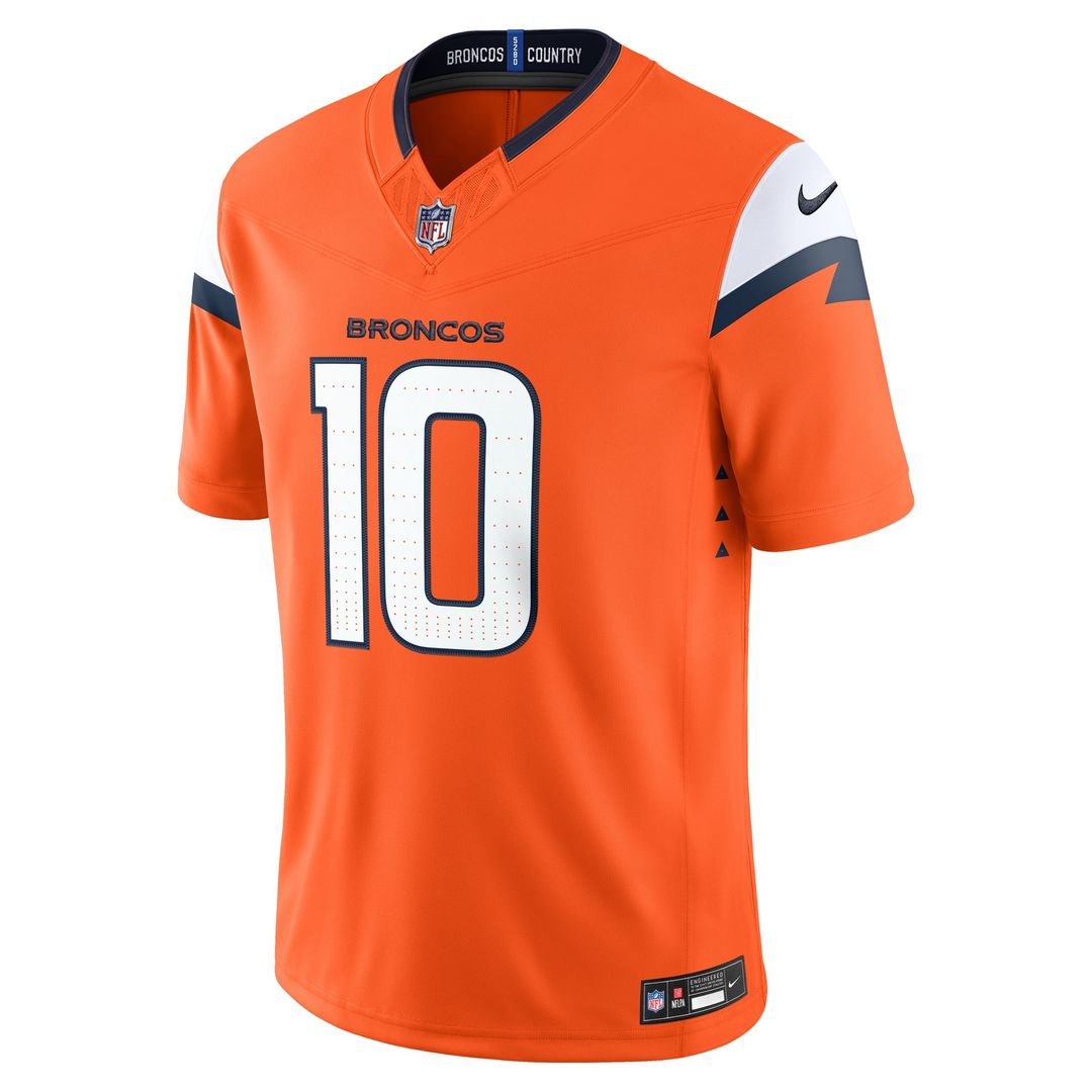 Denver Broncos Bo Nix Nike Orange Team Vapor FUSE Stitched Limited Jersey