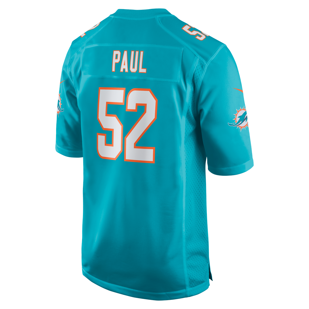 Miami Dolphins Patrick Paul Nike Aqua Game Jersey
