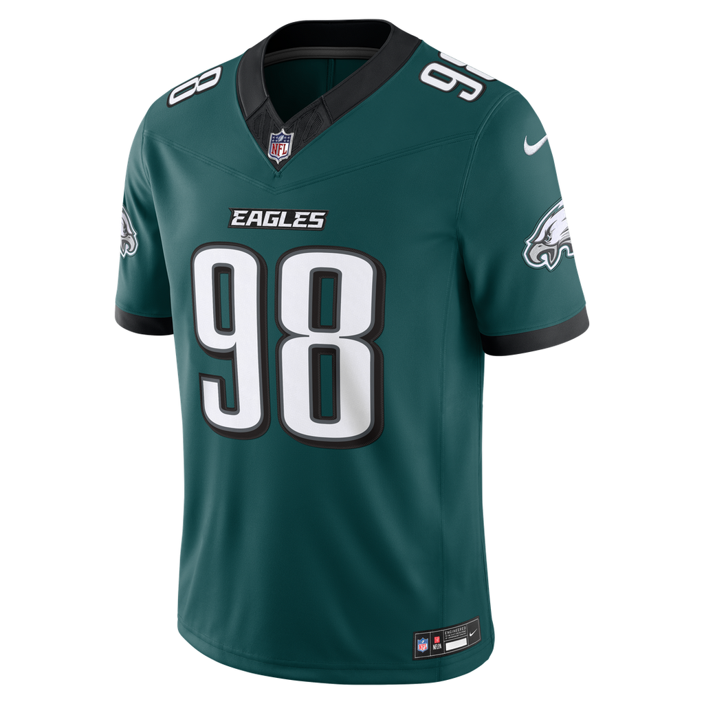 Philadelphia Eagles Jalen Carter Nike Midnight Green Team Vapor FUSE Stitched Limited Jersey