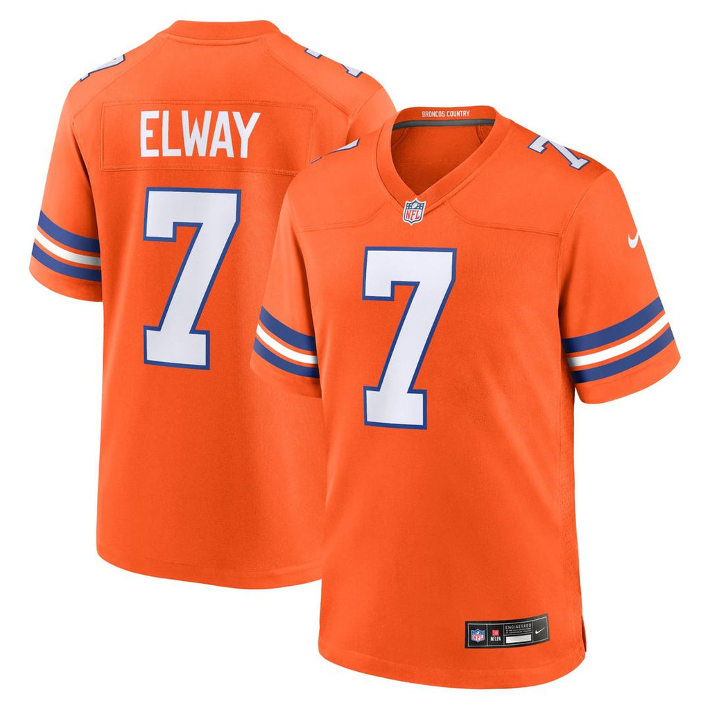 Denver Broncos John Elway Nike Orange Mile High Collection 1977 Throwback Retired Game Jersey