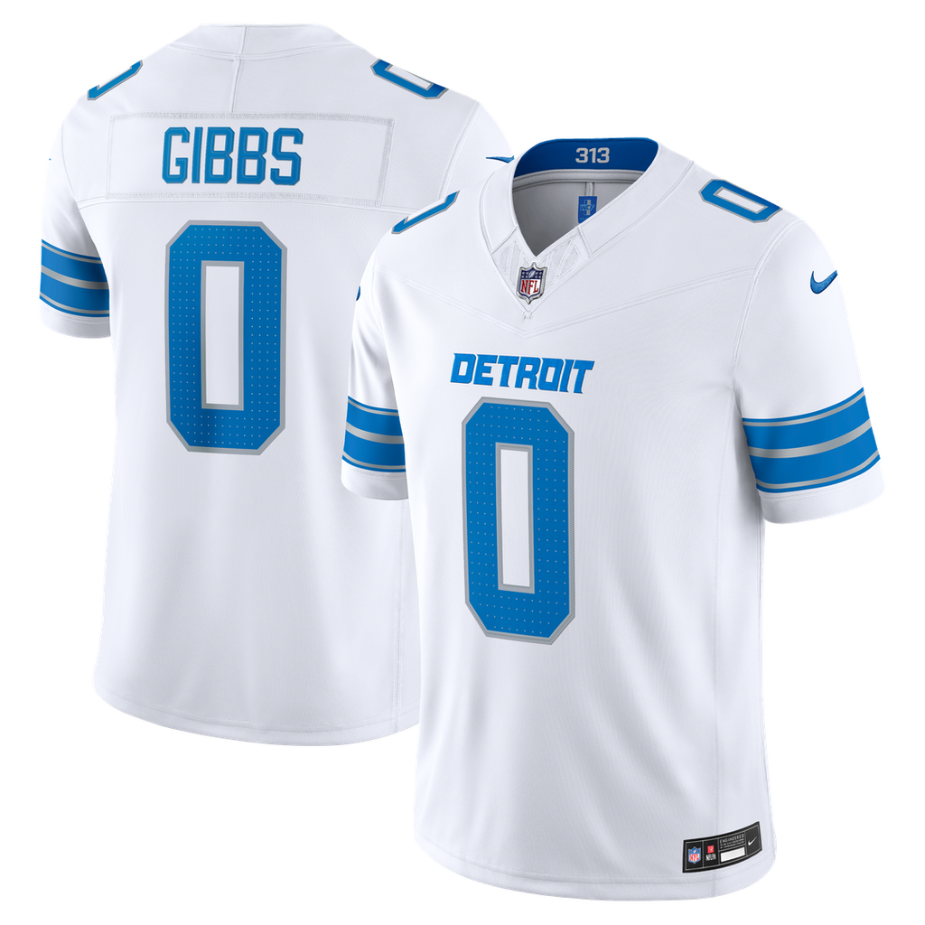 Detroit Lions Jahmyr Gibbs Nike White Vapor FUSE Stitched Limited Jersey