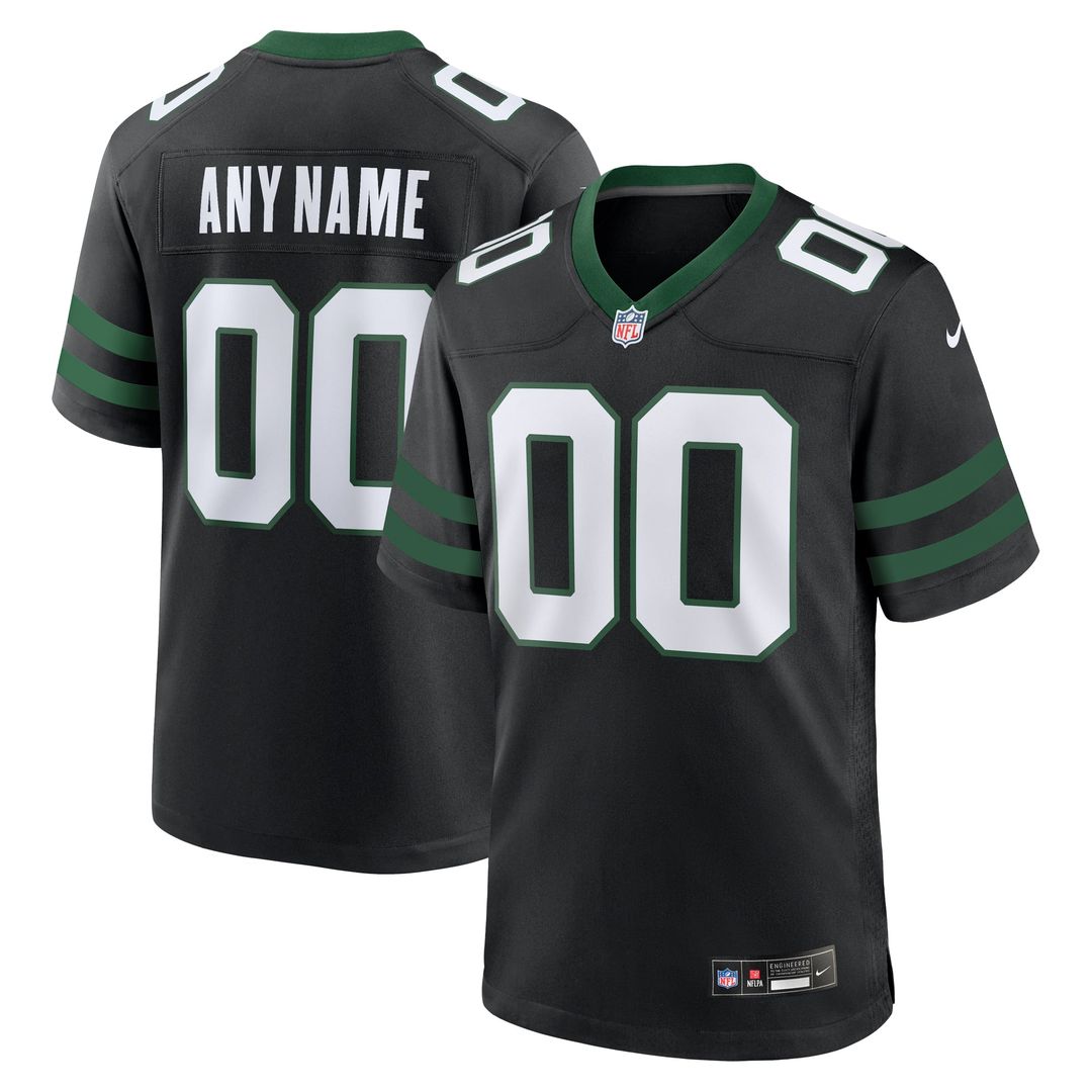 New York Jets Nike Legacy Black Alternate Custom Jersey