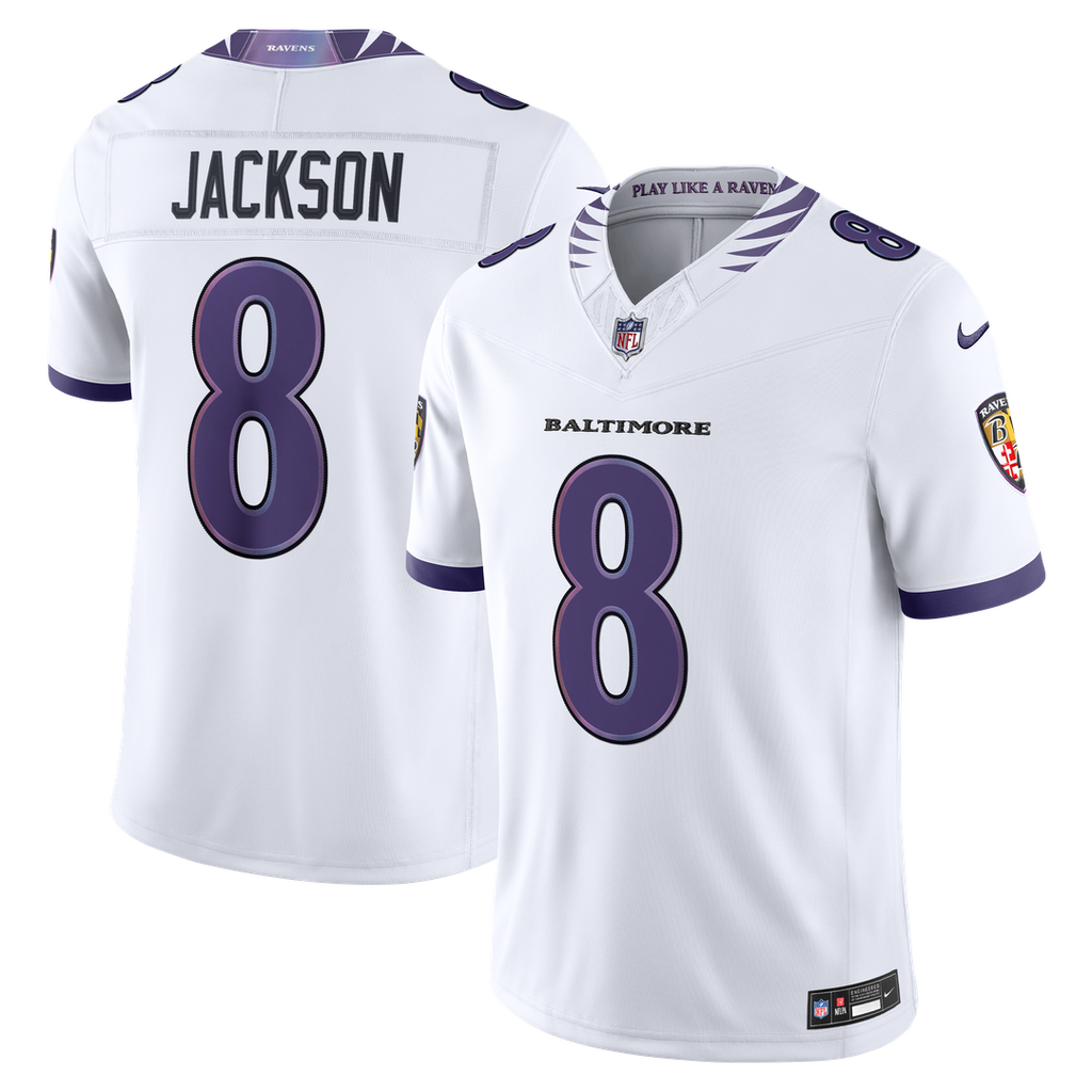 Baltimore Ravens Lamar Jackson Nike White Vapor FUSE Stitched Limited Jersey