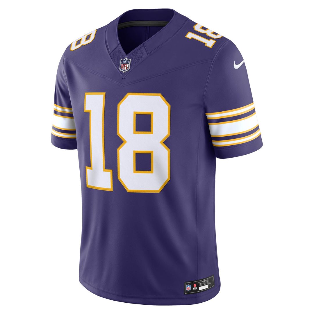 Minnesota Vikings Justin Jefferson Nike Purple Alternate Classic Vapor FUSE Stitched Limited Jersey