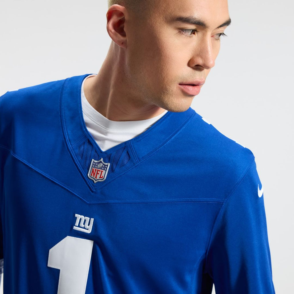 New York Giants Malik Nabers Nike Royal Team Vapor FUSE Stitched Limited Jersey