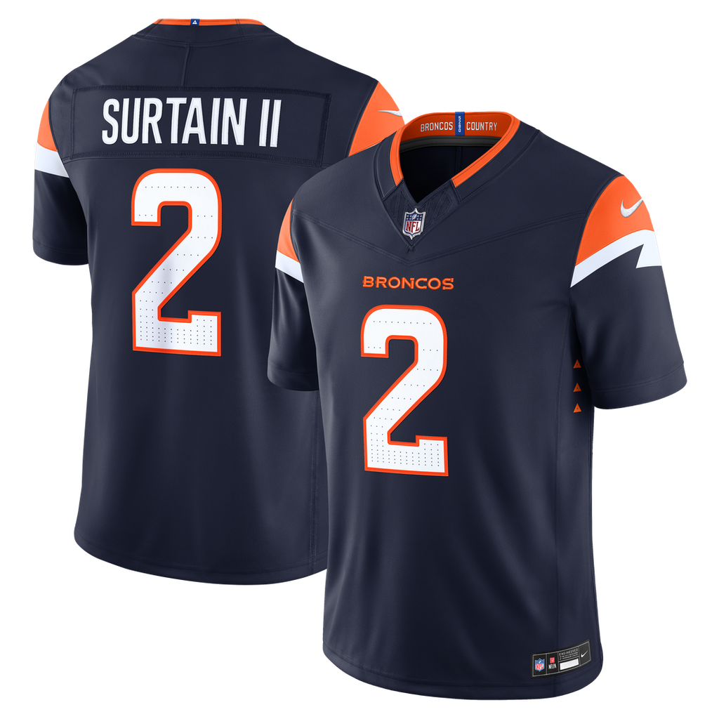 Denver Broncos Pat Surtain II Nike Navy Alternate Vapor FUSE Stitched Limited Jersey