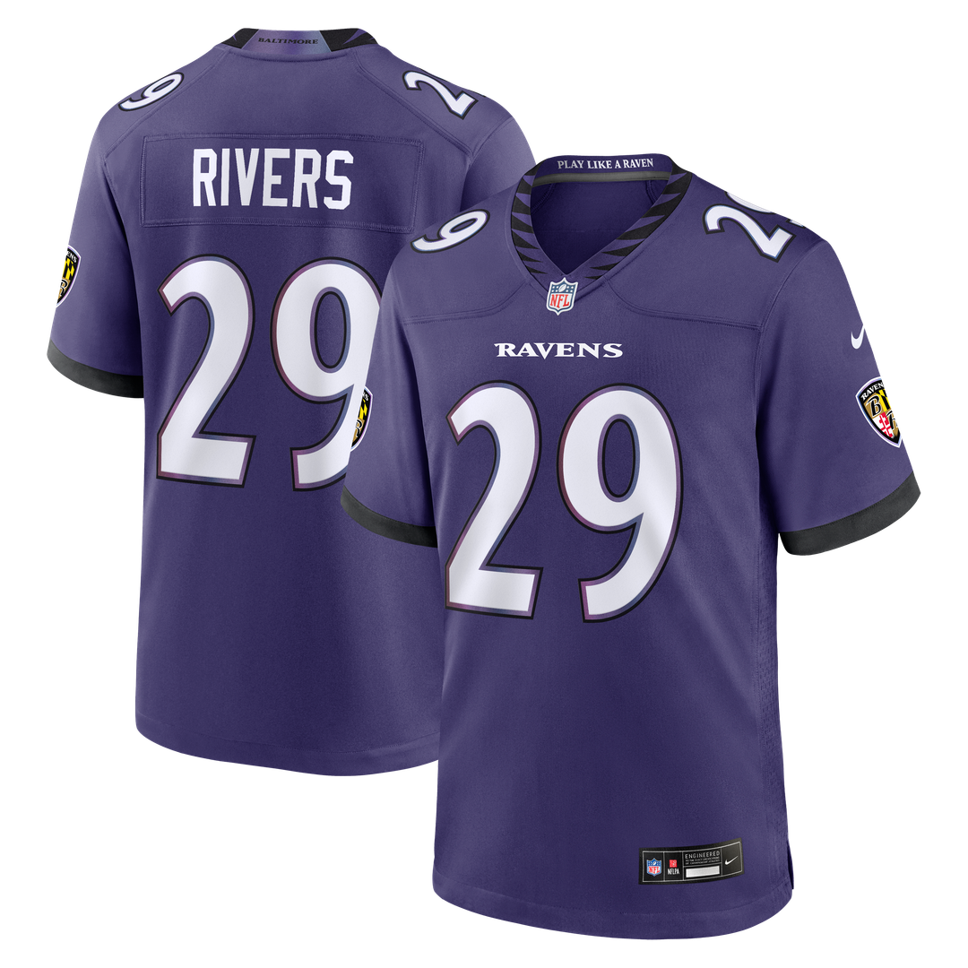 Baltimore Ravens Chandler Rivers Nike Purple Game Jersey