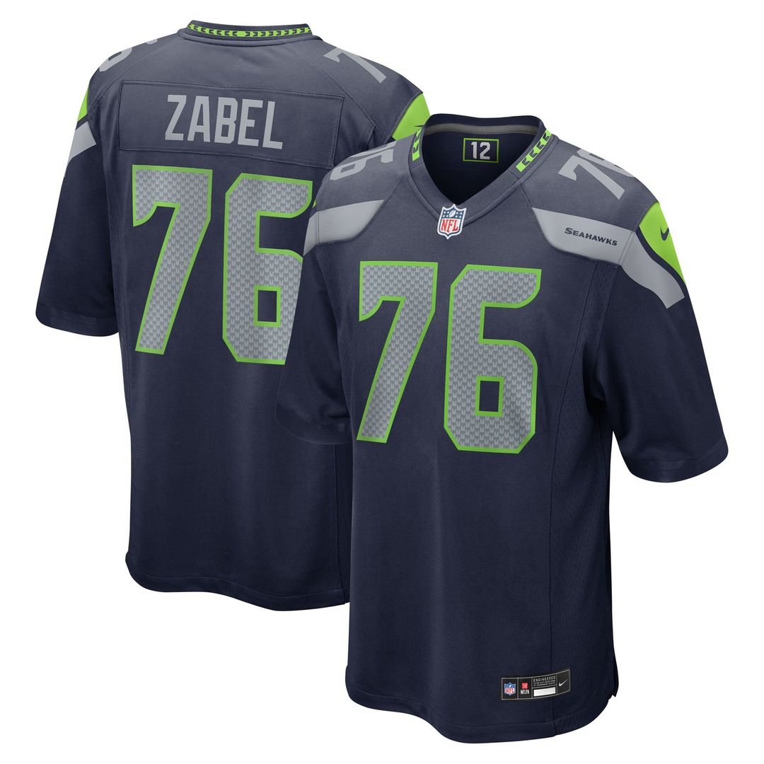 Seattle Seahawks Grey Zabel Nike Navy Game Jersey
