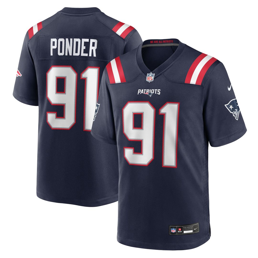 New England Patriots Elijah Ponder Nike Navy Game Jersey
