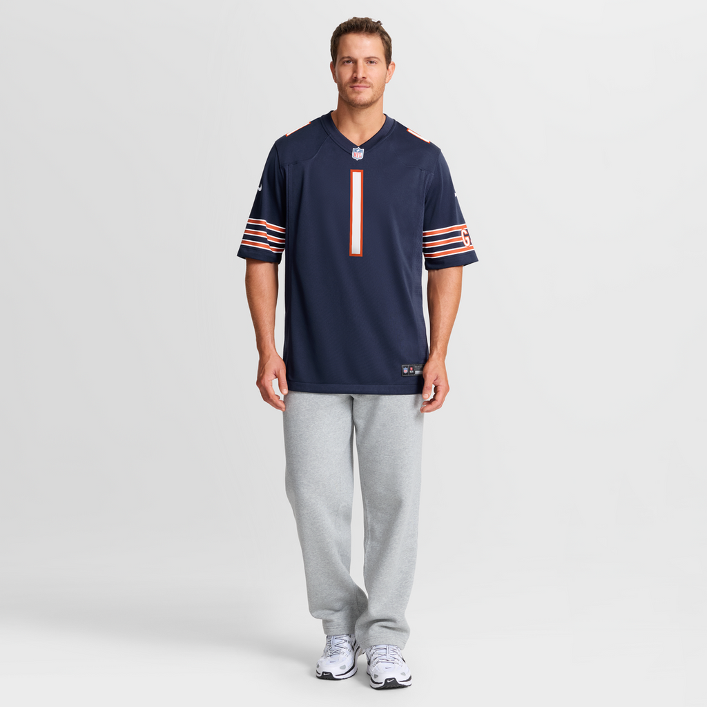 Chicago Bears Number 1 Groom Nike Navy Game Jersey