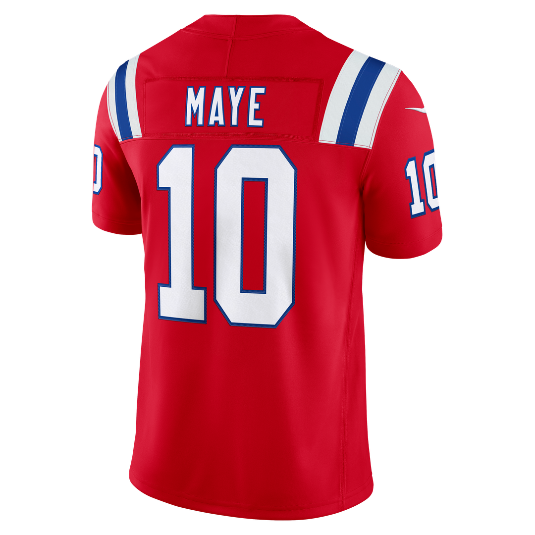 New England Patriots Drake Maye Nike Red Alternate Vapor FUSE Stitched Limited Jersey