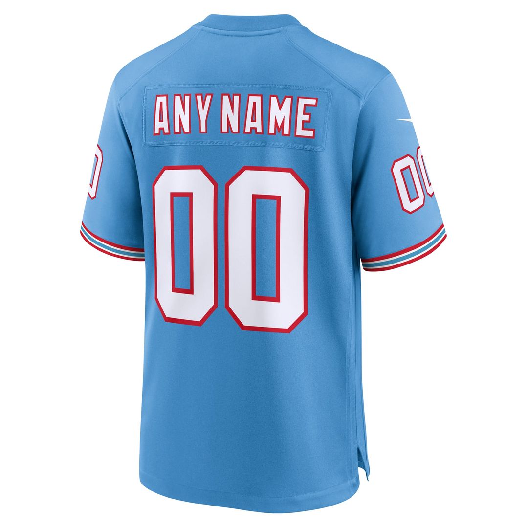 Tennessee Titans Nike Light Blue Oilers Throwback Custom Jersey