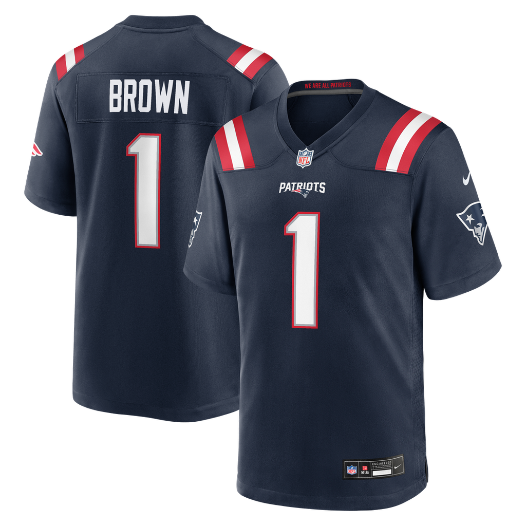 New England Patriots A.J. Brown Nike Navy Game Jersey