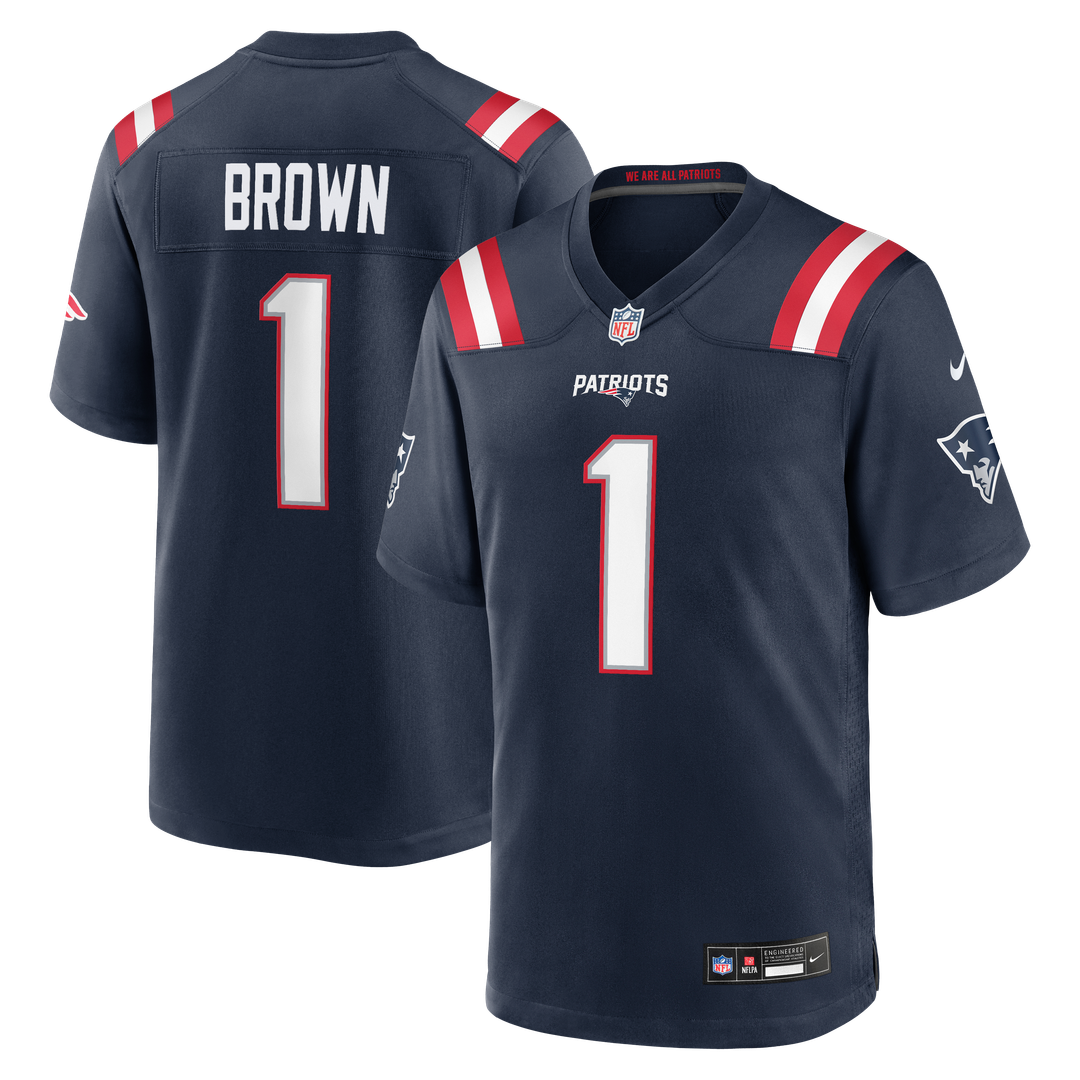New England Patriots A.J. Brown Nike Navy Game Jersey