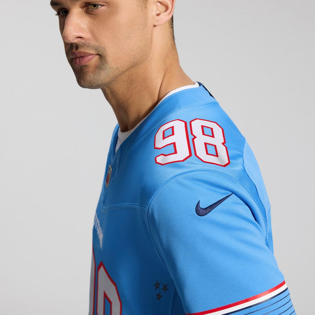 Tennessee Titans Jeffery Simmons Nike Light Blue Team Vapor FUSE Stitched Limited Jersey
