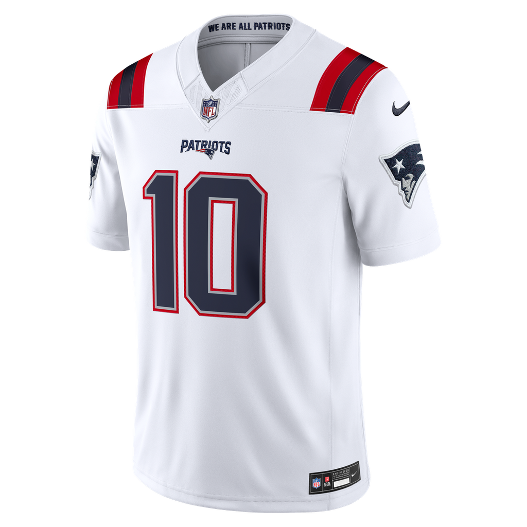 New England Patriots Drake Maye Nike White Vapor FUSE Stitched Limited Jersey