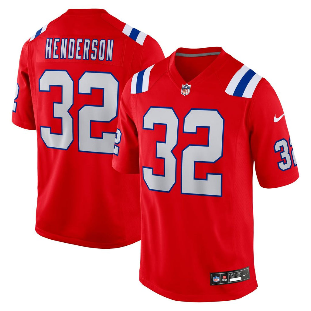 New England Patriots TreVeyon Henderson Nike Red Alternate Game Jersey
