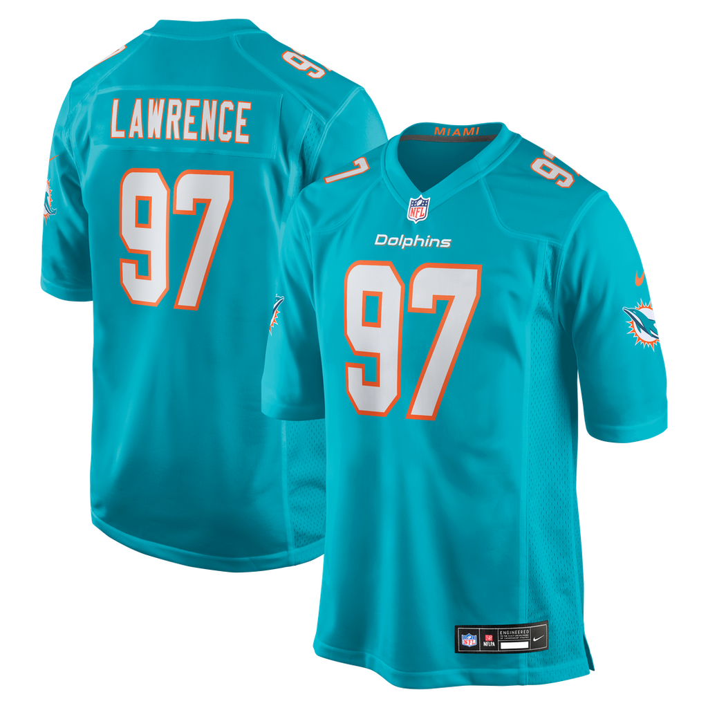 Miami Dolphins Rashard Lawrence Nike Aqua Game Jersey