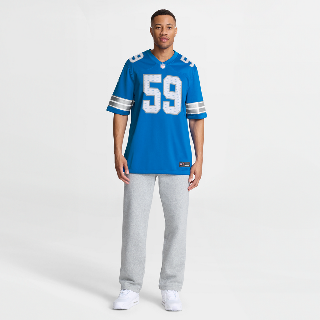Detroit Lions Giovanni Manu Nike Blue Game Jersey