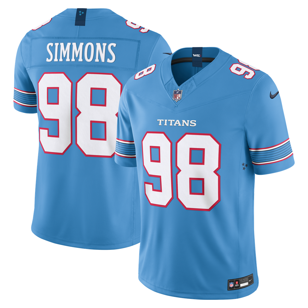 Tennessee Titans Jeffery Simmons Nike Light Blue Team Vapor FUSE Stitched Limited Jersey