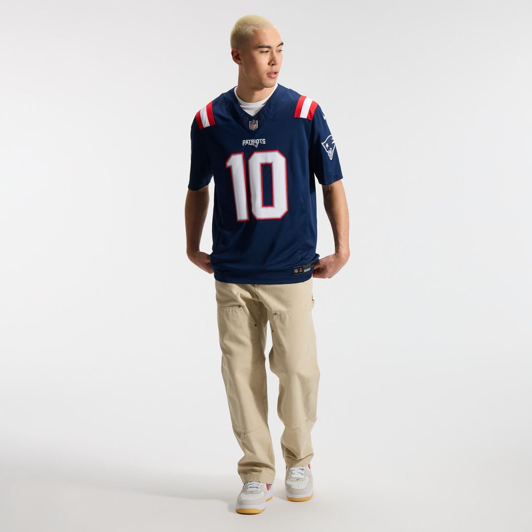 New England Patriots Drake Maye Nike Navy Team Vapor FUSE Stitched Limited Jersey