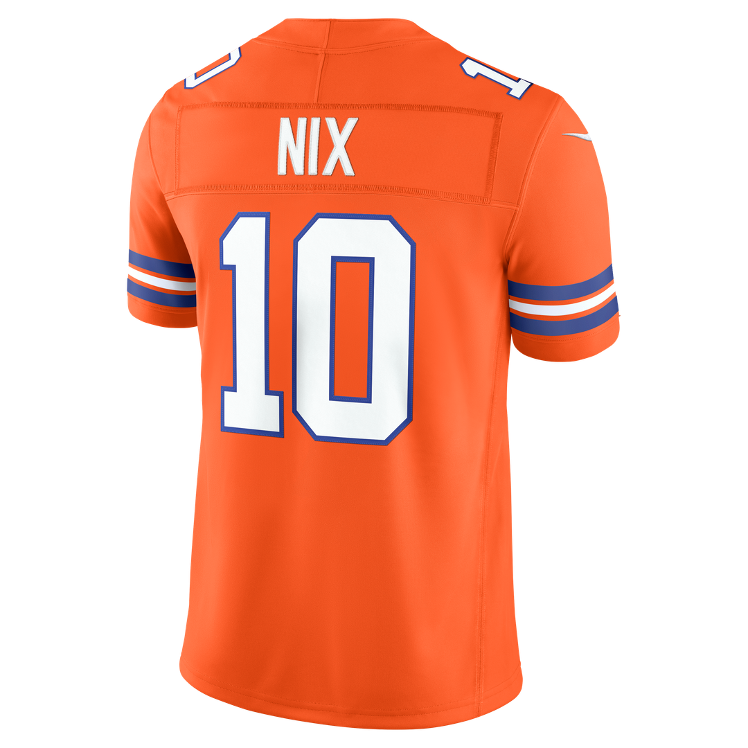Denver Broncos Bo Nix Nike Orange Alternate Mile High Collection 1977 Throwback Vapor FUSE Stitched Limited Jersey