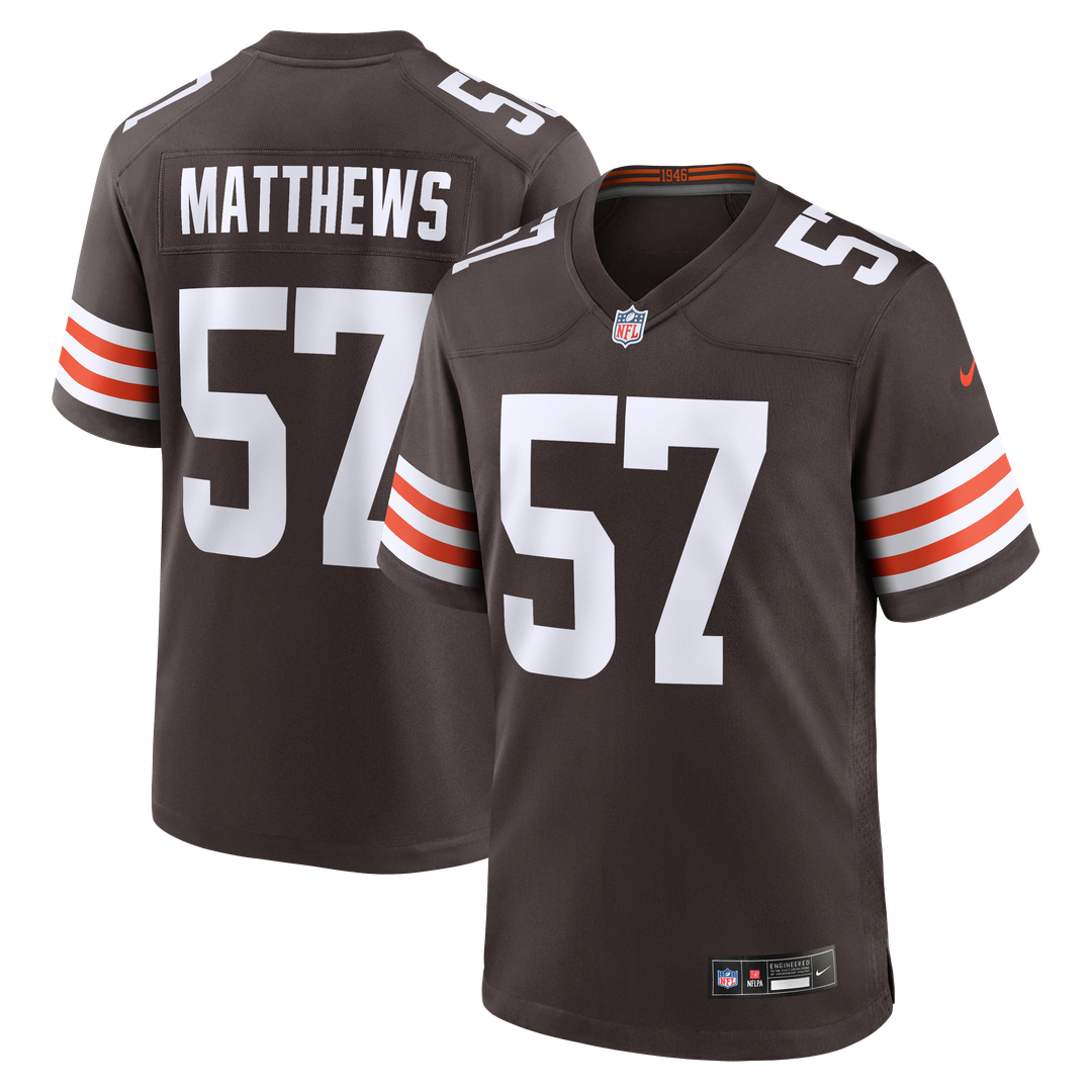 Cleveland Browns Clay Matthews Nike Brown Retired Player Game Jersey