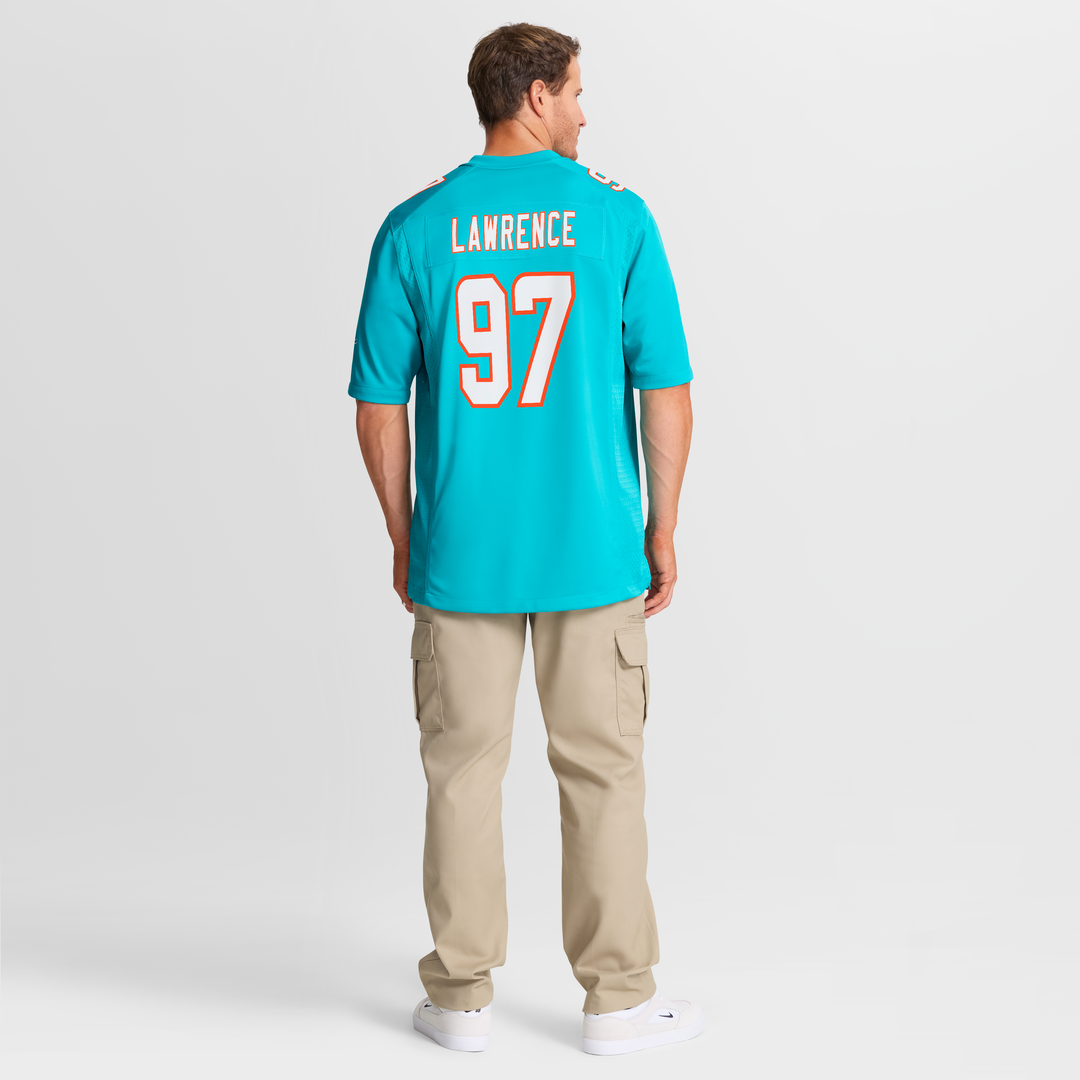 Miami Dolphins Rashard Lawrence Nike Aqua Game Jersey