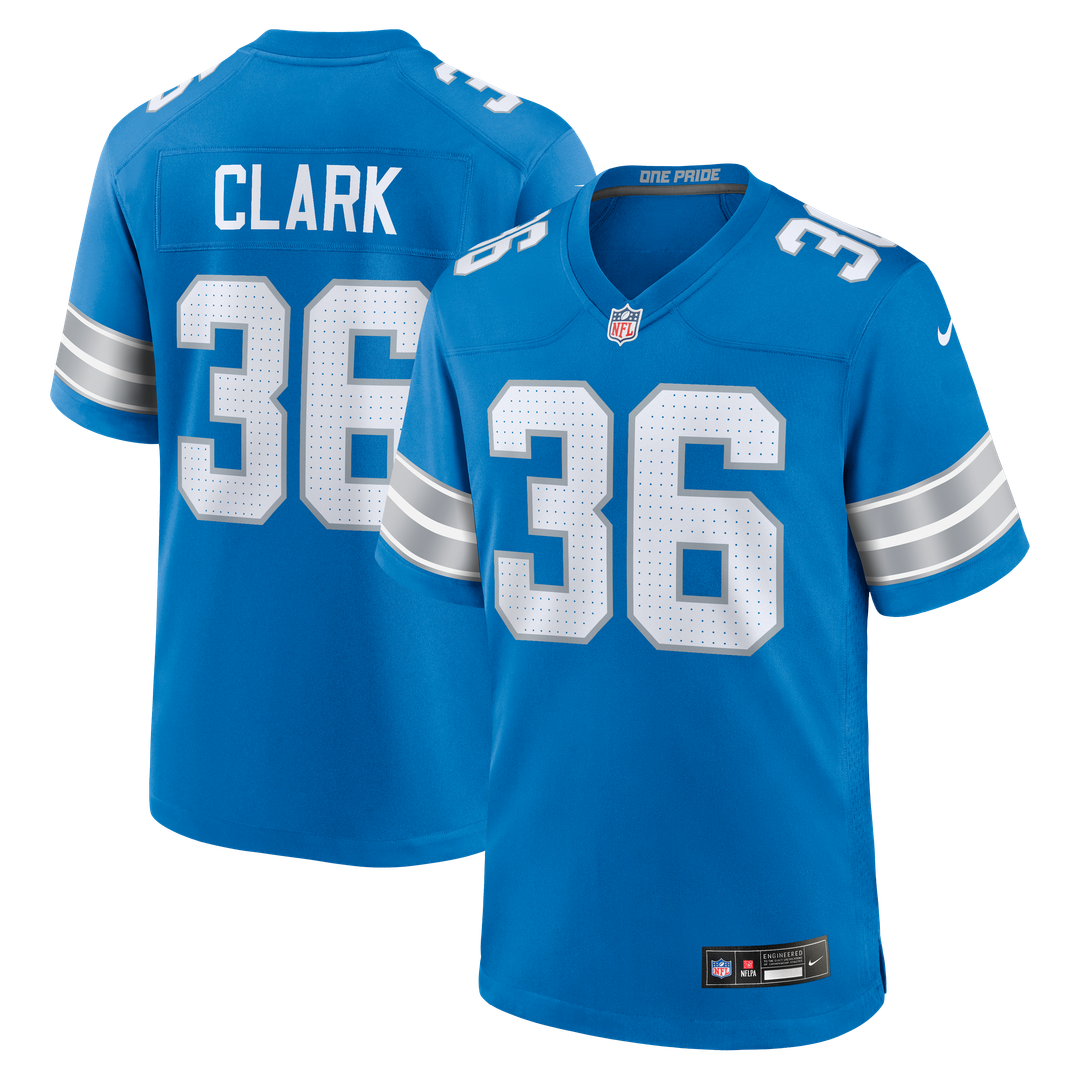 Detroit Lions Chuck Clark Nike Blue Game Jersey