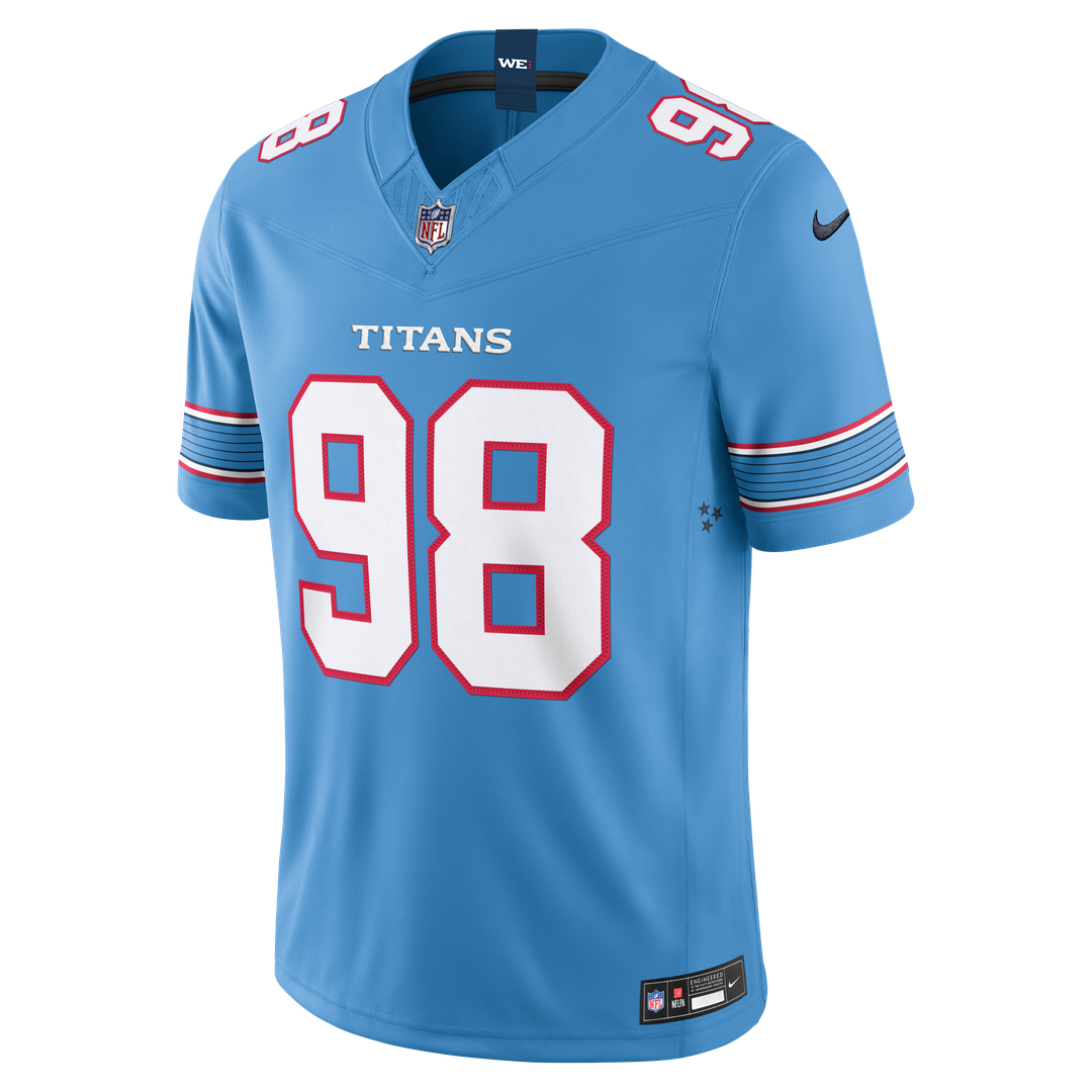 Tennessee Titans Jeffery Simmons Nike Light Blue Team Vapor FUSE Stitched Limited Jersey