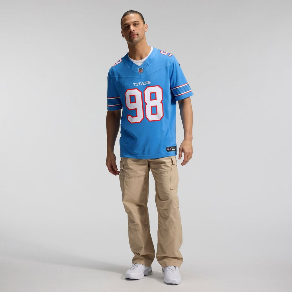 Tennessee Titans Jeffery Simmons Nike Light Blue Team Vapor FUSE Stitched Limited Jersey