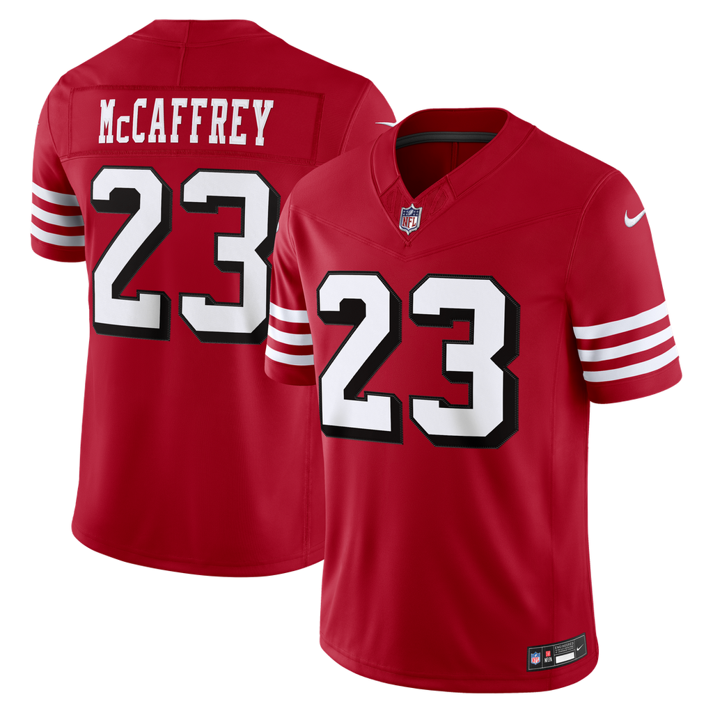 San Francisco 49ers Christian McCaffrey Nike Scarlet Alternate Vapor FUSE Stitched Limited Jersey