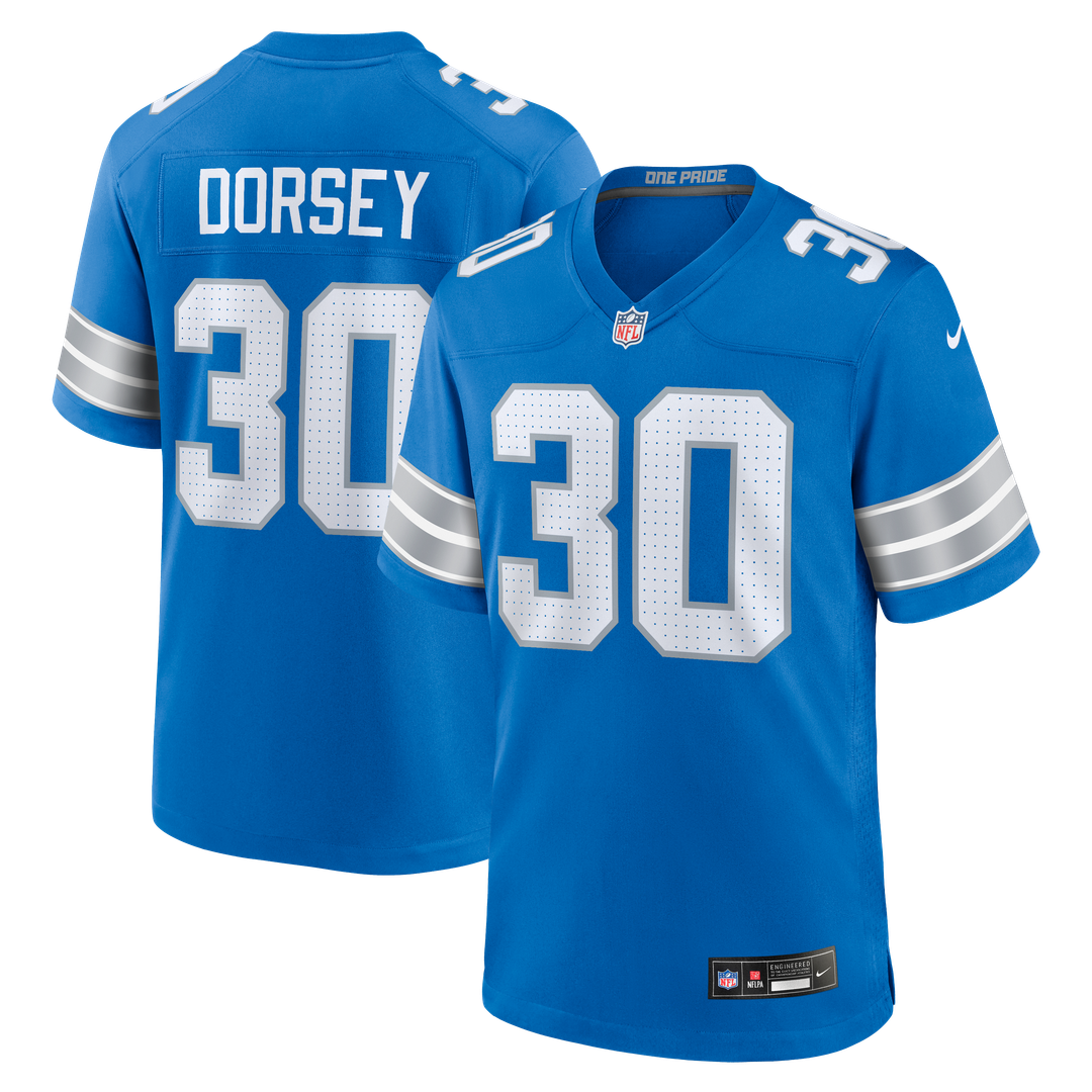 Detroit Lions Khalil Dorsey Nike Blue Game Jersey