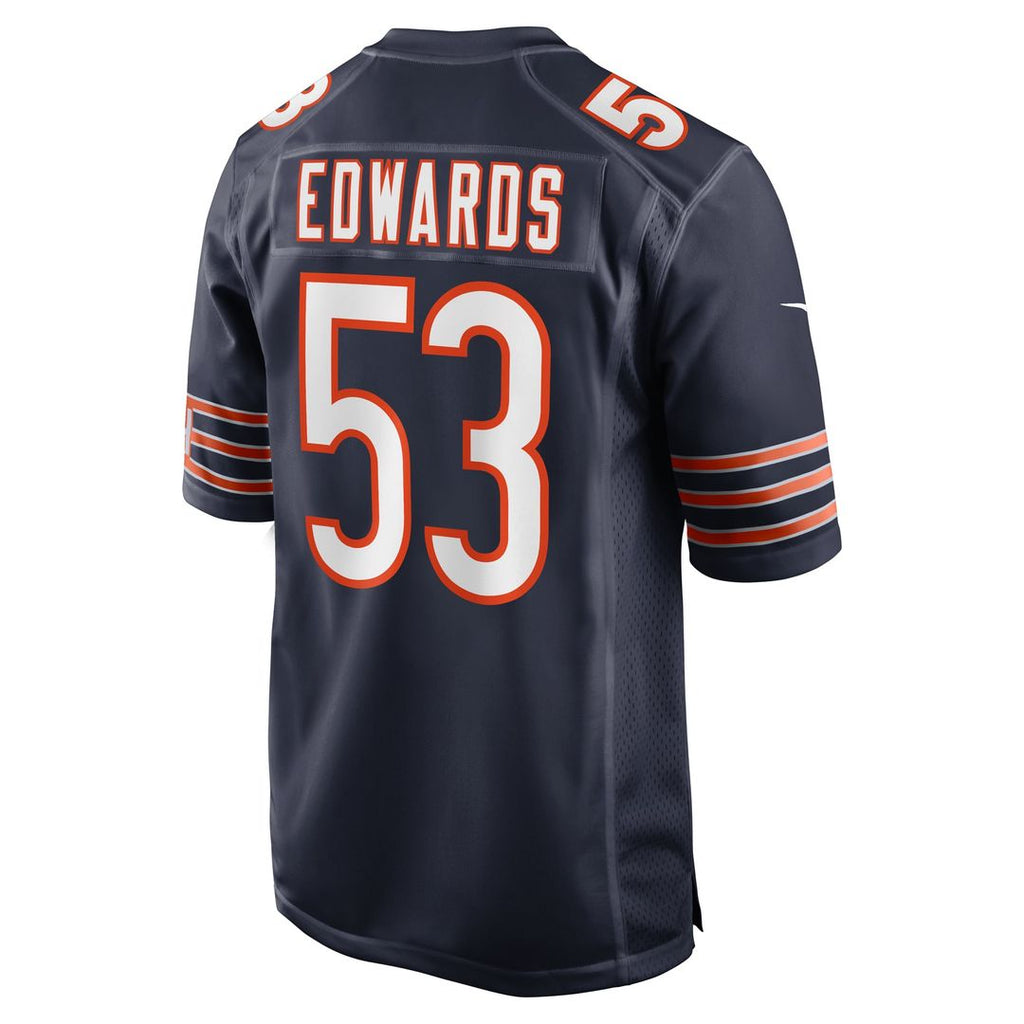 Chicago Bears TJ Edwards Nike Navy Game Jersey