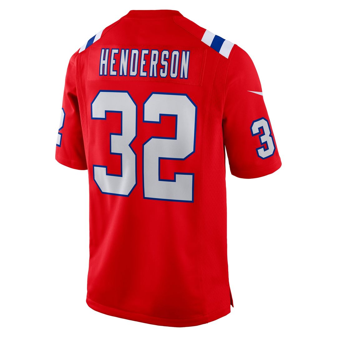 New England Patriots TreVeyon Henderson Nike Red Alternate Game Jersey