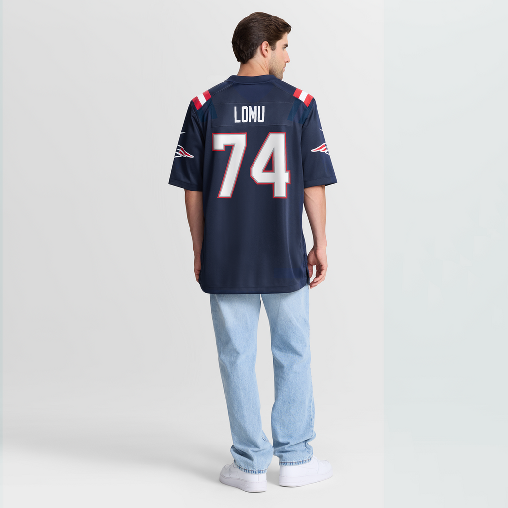 New England Patriots Caleb Lomu Nike Navy Game Jersey