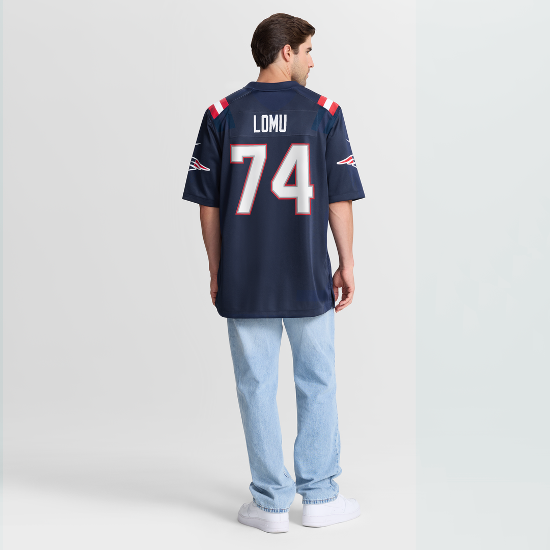 New England Patriots Caleb Lomu Nike Navy Game Jersey