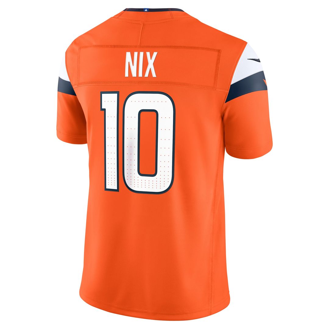 Denver Broncos Bo Nix Nike Orange Team Vapor FUSE Stitched Limited Jersey