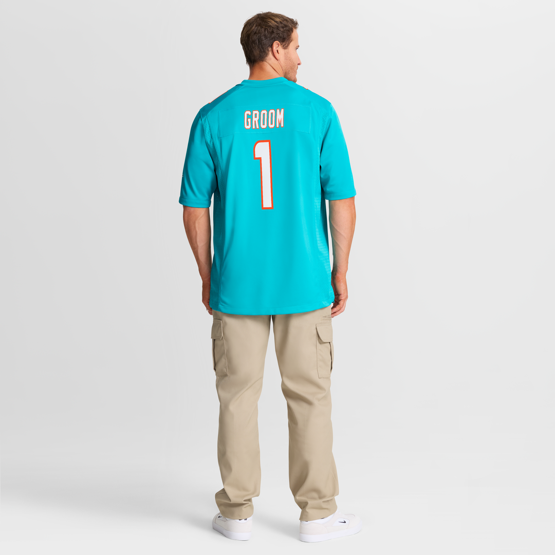 Miami Dolphins Number 1 Groom Nike Aqua Game Jersey