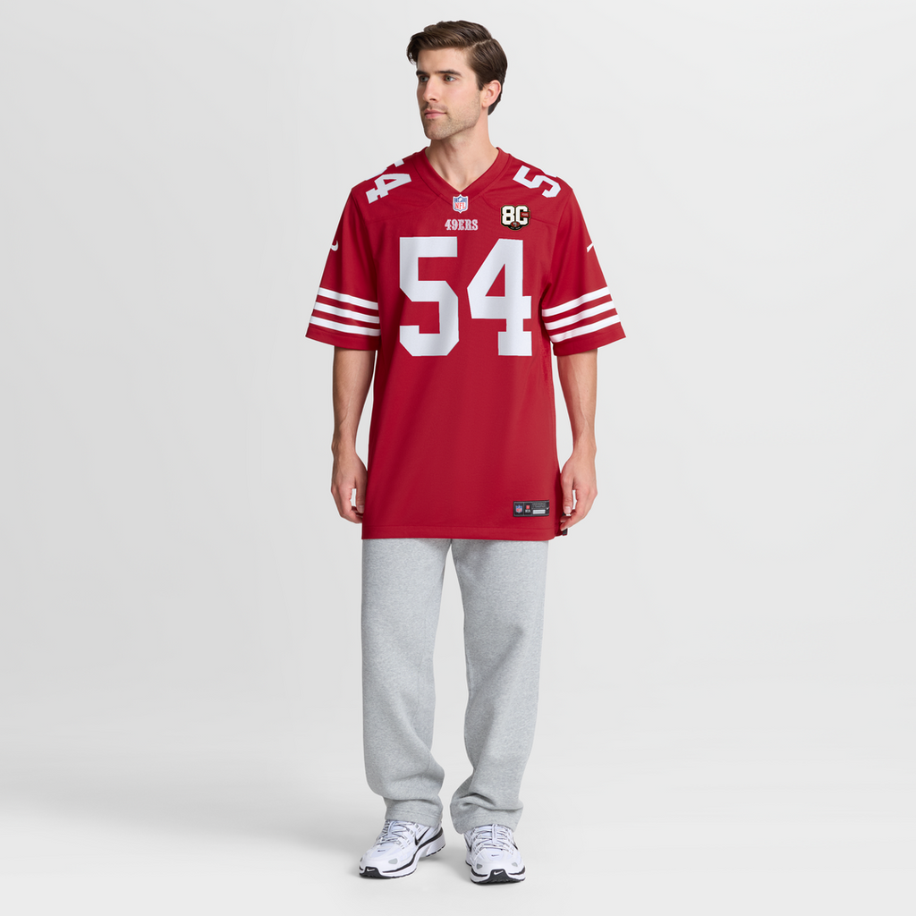 San Francisco 49ers Fred Warner Nike White 80th Anniversary Game Jersey