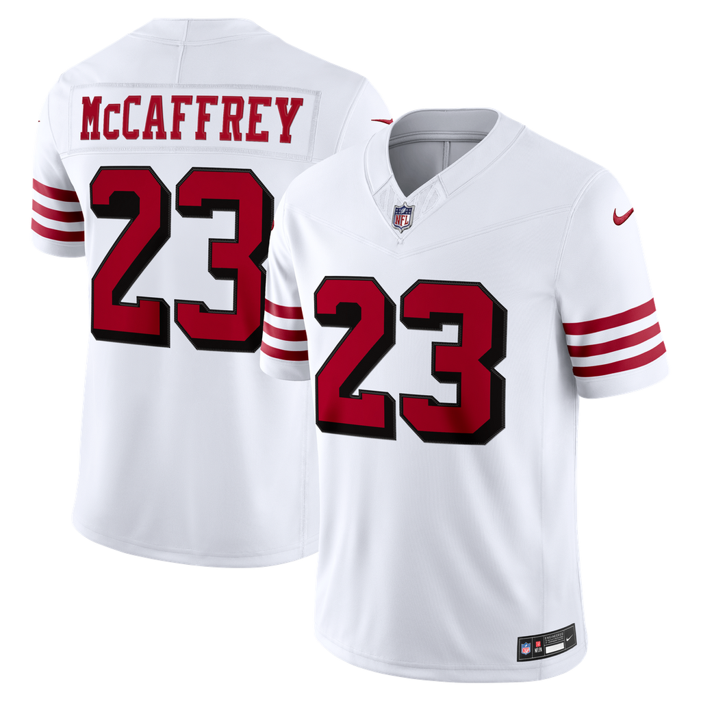 San Francisco 49ers Christian McCaffrey Nike White Alternate Vapor FUSE Stitched Limited Jersey
