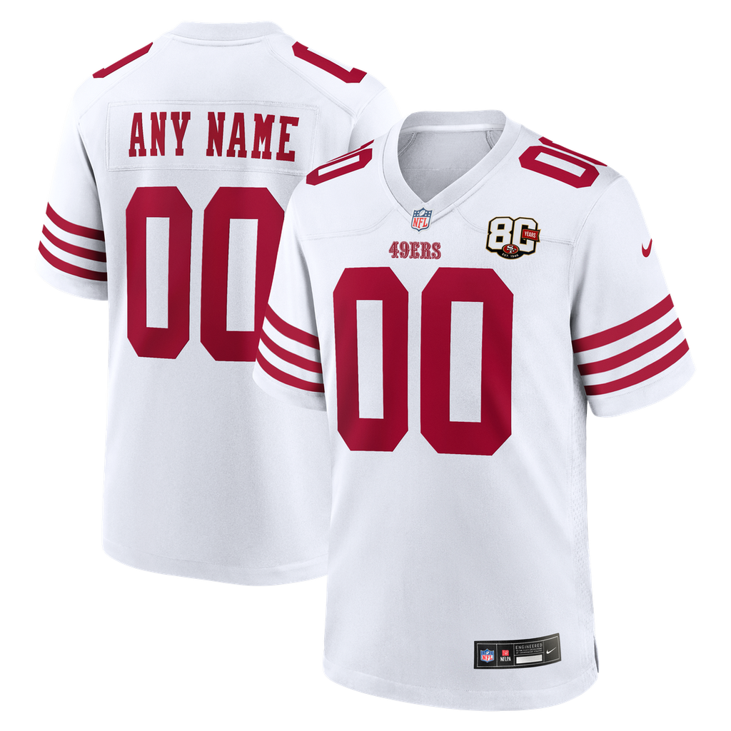 San Francisco 49ers Nike White 80th Anniversary Custom Jersey