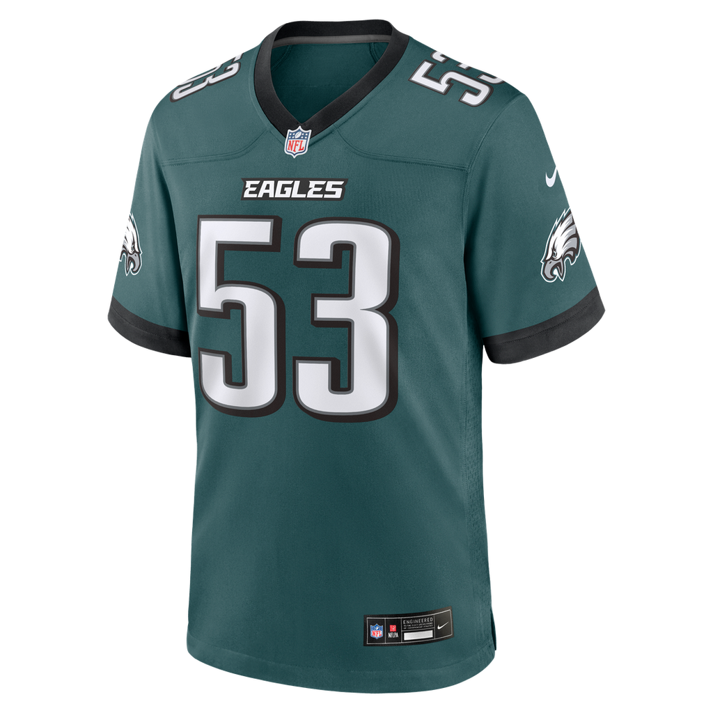 Philadelphia Eagles Zack Baun Nike Midnight Green Game Jersey