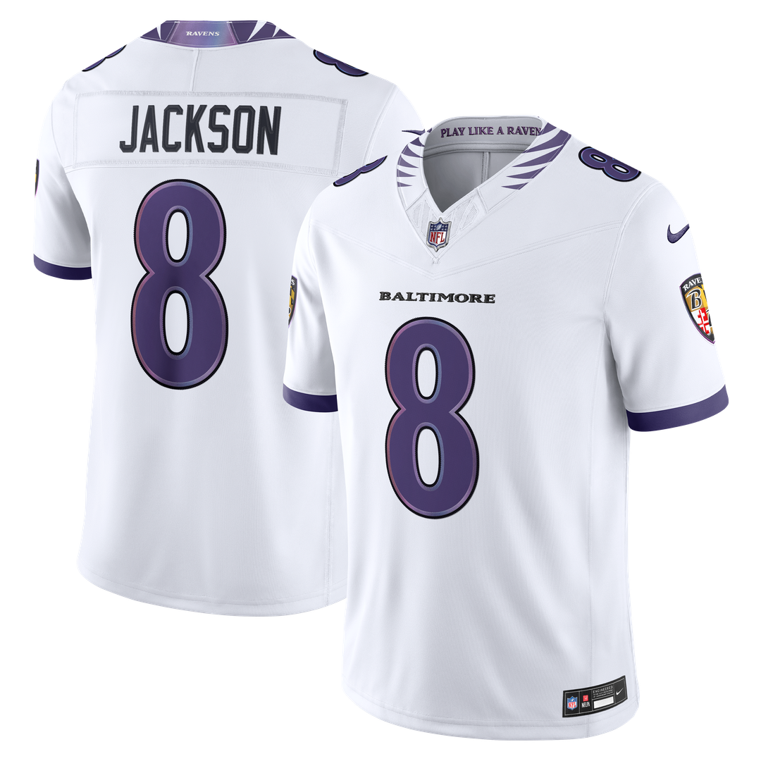 Baltimore Ravens Lamar Jackson Nike White Vapor FUSE Stitched Limited Jersey
