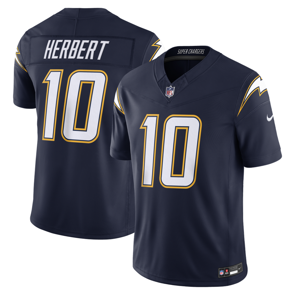 Los Angeles Chargers Justin Herbert Nike Navy Alternate Super Chargers Vapor FUSE Stitched Limited Jersey