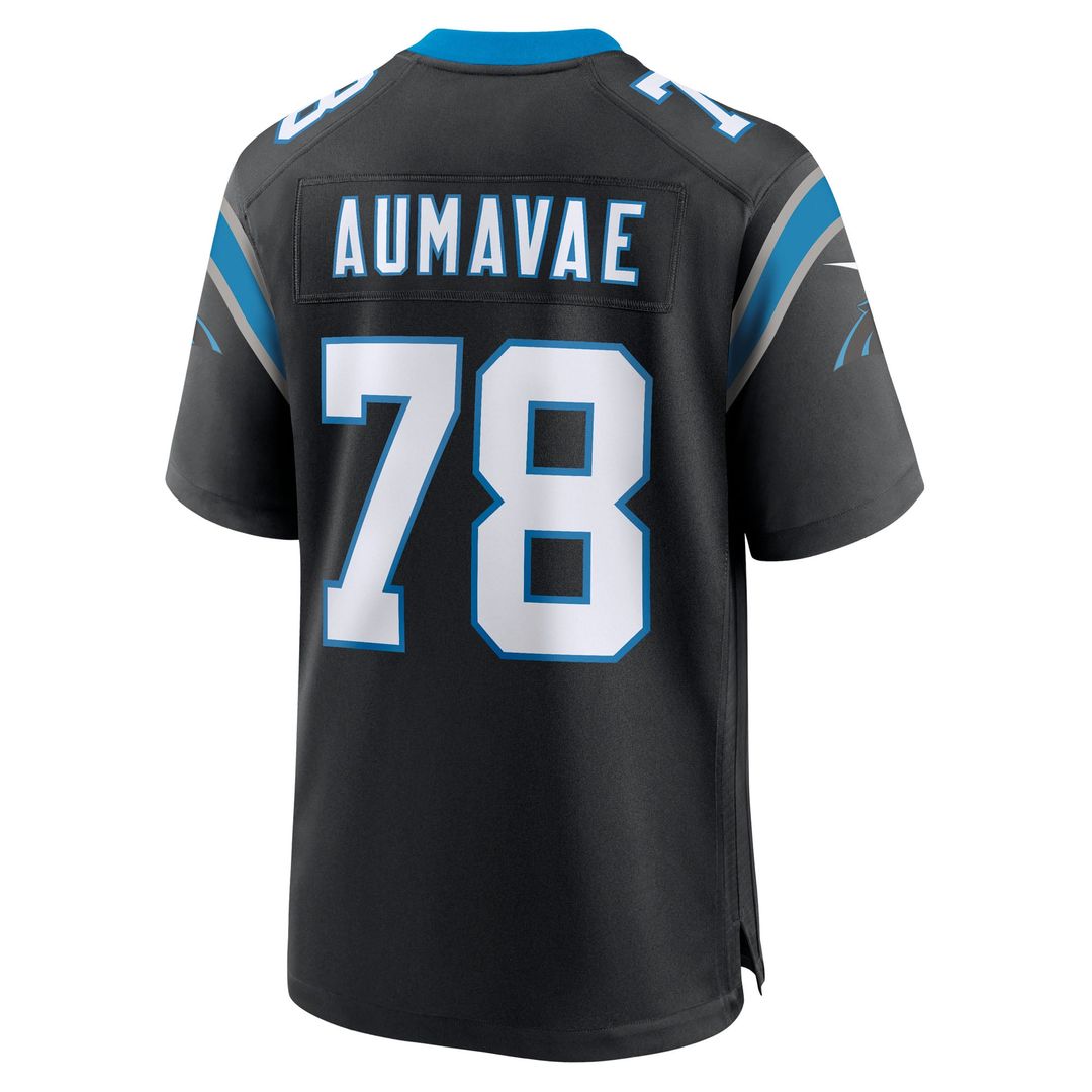 Carolina Panthers Popo Aumavae Nike Black Game Jersey
