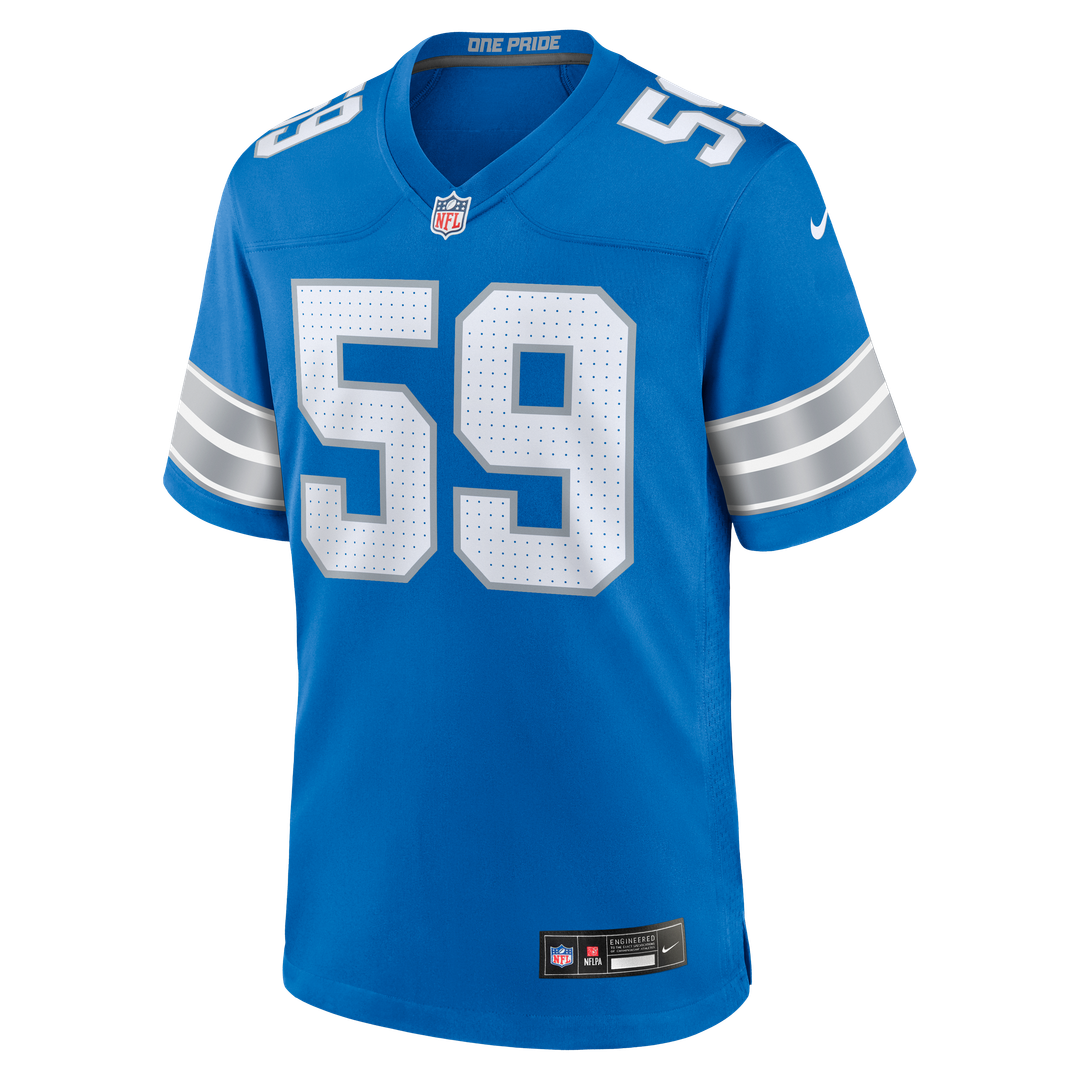 Detroit Lions Giovanni Manu Nike Blue Game Jersey