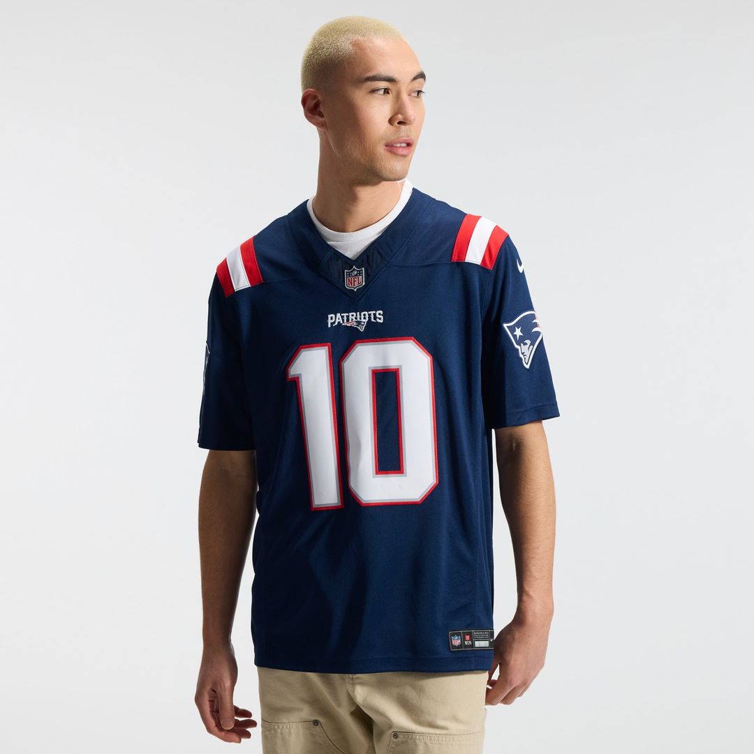 New England Patriots Drake Maye Nike Navy Team Vapor FUSE Stitched Limited Jersey
