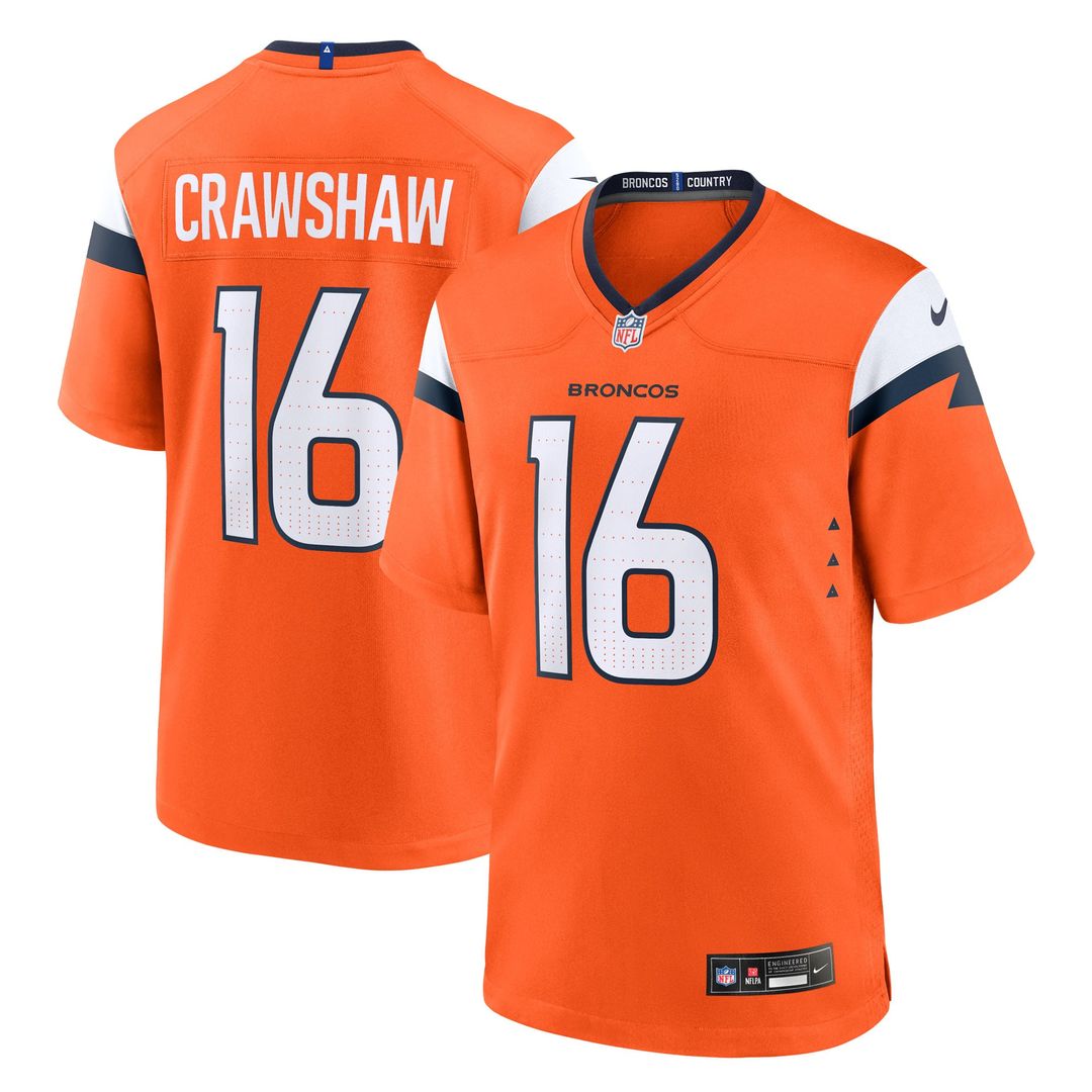Denver Broncos Jeremy Crawshaw Nike Orange Game Jersey