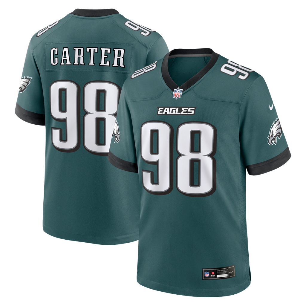 Philadelphia Eagles Jalen Carter Nike Midnight Green Game Jersey